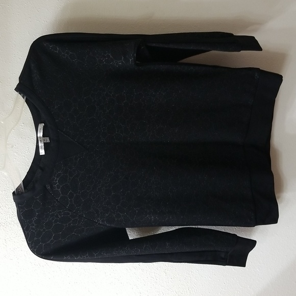 Collective Concepts Tops - Collective Concepts Metallic Gold and Black Textured Long Sleeve Crewneck Top